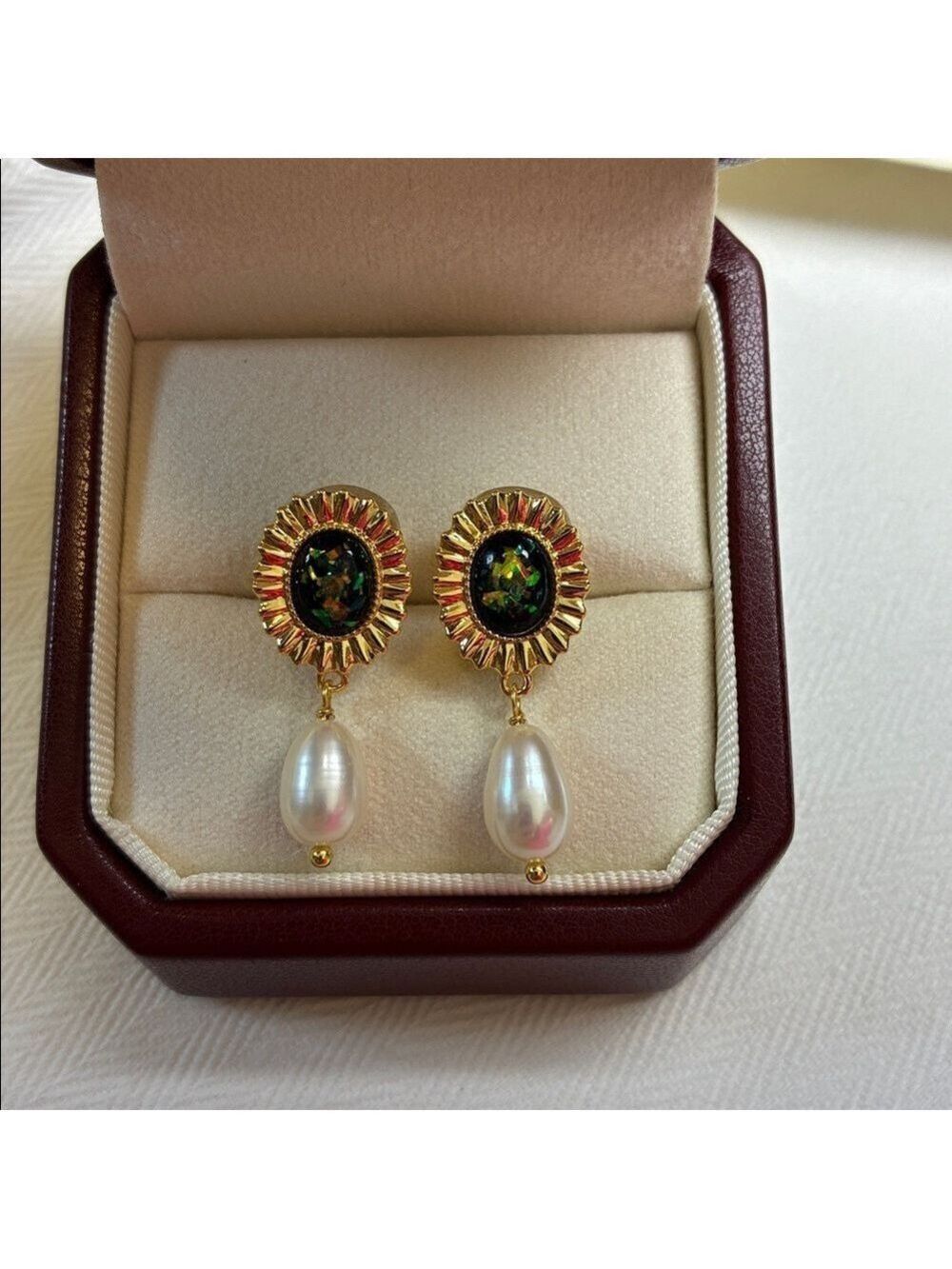 Gold Pearl Drop Earrings | Clip-On Earrings | Vintage Elegant Gift for Her
